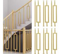 Stair Spindles,Square Gold Deck Balusters 2/4/6 Packs - Decorative Metal Stair Spindles with Flat Bracket Screws for Villas Lofts Offices - Indoor Fences 29/32 Inch (6 Pcs)