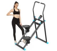 Stair Stepper, Foldable Stepper Machine, 3-Level Adjustable Resistance, LCD Display, Extended Step Range, Smart Adjustability, Fitness, Home/Office/Dorm (Square handle - black)