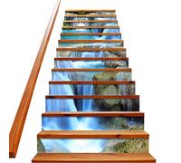 Stair Stickers self-Adhesive 13 Piece Decals Peel and Stick, self Adhesive Stair Decals for Wooden Steps, Indoor Waterproof Art Decal DIY Professional Vinyl Upgrade, Scenery Waterfall Flowing Water