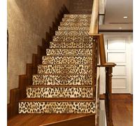 Stair Stickers self-Adhesive 13 Piece, self Adhesive Stair Decals for Wooden Steps, Indoor Waterproof Art Decal DIY Professional Vinyl Upgrade, Leopard Print Effect