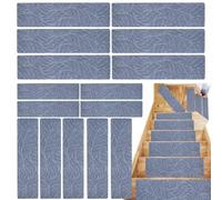 Stair Tread Cover | Wooden Steps Non Slip Carpet Mat,Adhesive Reusable Indoor Staircase Runner for Elders Kids Dogs Home Garage Patio Dormitory