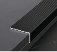 Stair tread edge protector, stair tread edge trim, 90*3*2cm aluminum alloy stair trim stair tread, suitable for indoor and outdoor staircase tiles marble floors in schools and kindergartens(Black,90*5