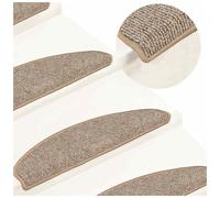 Stair Tread Mats 15pcs Brown 65x21x4cm 100% PP Half-Round Non-Slip Washable