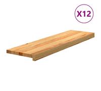 vidaXL Stair Treads 12 pcs Light Brown 90x25x2 cm Solid Wood Oak, Brown