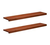 Stair Treads 120 x 30 x 2 cm Brown Solid Beech Wood Set of 2