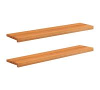 Stair Treads 120 x 30 x 2 cm Light Brown Solid Beech Wood Set of 2