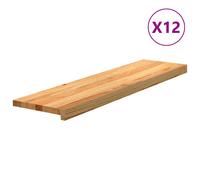 Stair Treads 12pcs Solid Oak 100x30x2cm Light Brown Window Sill Pack Home Decor