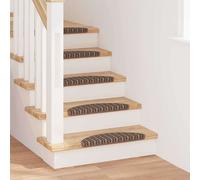Stair Treads 15pc Brown Half-Round 56x17x3cm Polypropylene Non-Slip Striped Set