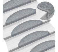 Stair Treads 15pcs 100% PP Tufted Light Grey 56x17x3cm 3mmPile Non-Slip Washable