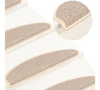 Stair Treads 15pcs 65x21x4 cm White & Brown 100% PP Non-Slip Adhesive Washable