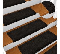 Stair Treads 15pcs 65x25cm Black 100% Polypropylene Non-Slip Washable Mats Tape