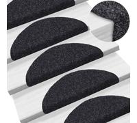 Stair Treads 15pcs Black Polypropylene 56x17x3cm Non-Slip Self-Adhesive Washable