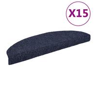 Stair Treads 15pcs Blue Polypropylene 65x21x4cm Non-Slip MachineWashable3mmPile