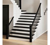 Stair treads 4pcs Solid oak dark brown 110x30x2cm set replaceable non-structural