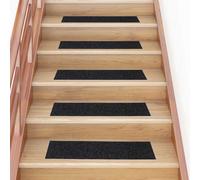 Stair Treads 76x20cm Black Needle-Punched Polypropylene 30pcs Self-Adhesive