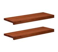 Stair Treads 80 x 25 x 2 cm Brown Solid Beech Wood Set of 2