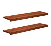 Stair Treads 90 x 25 x 2 cm Brown Solid Beech Wood Set of 2