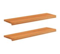 Stair Treads 90 x 30 x 2 cm Light Brown Solid Beech Wood Set of 2