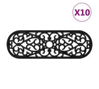 Stair Treads Black Rubber 25x75cm 4.00mm Non-Slip Vintage Wrought Iron Look 10pc