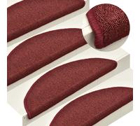 Stair Treads Bordeaux 100% PP Tufted 56x17x3cm Non-Slip Washable 15pcs HalfRound