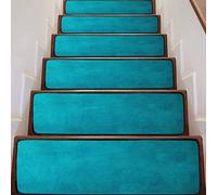 Stair Treads Carpet Runners for Wooden Steps Indoor Turquoise Cement Concrete Wall Texture Seamless Rubber Non Slip Stair Runner Rug Mats Kids Dogs Outdoor Step Covers 13PCS
