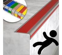 Stair Treads Non Slip,Indoor Non-Slip Stair Step Transition Strip, Flexible Rubber Stair Edge Protector,Stair Nosing Guard Strip,Children To Walk The Stairs Safely, for Indoor & Outdoor Stair Steps(Re