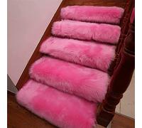 Stair Treads Shaggy,Soft Suede Stair Carpet,Indoor Stair Silky Rugs Runners,Self-Adhesive Stairs Mats Pads, Non-Slip Staircase Protection Cover Blanket/Pink/33.4 * 9.4In/85 * 24Cm