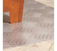Stair Treads Silver Aluminium 40x40cm Square Checker Plate 4pcs Indoor/Outdoor.