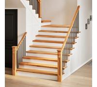 Stair treads solid oak 120x25x2 cm light brown sanded varnish 8pcs natural grain