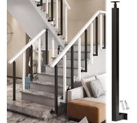 Staircase Baluster Side Mount Stair Railings Kit, Square Metal Spindles Banister Column Post with 270° Adjustable Flat Brackets (Color : Black 30Pack, Size : 100cm/39in)