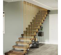 Staircase Balusters Floor to Ceiling Guardrails, Square Baluster Column for Stairs Indoor Outdoor Steps, Gold Wrought Iron Decorative Railing (1-Pack)(85cm/33in)