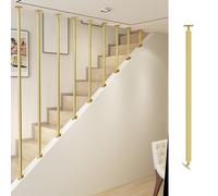 Staircase Balusters, Modern Stair Post Guardrail Columns with180° Adjustable Base,20-170cm High,Space Decor Divider Column,Indoor Attic Spindles (1 pack)(I Shape/Gold,135cm)