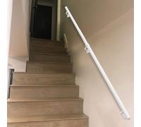 Staircase Banister Hand Rails for Stairs 1 2 3 4 5 6 Metres, White Metal Round Pipe Stair Handrails Safety Grab Bar for Indoor Outdoor Steps(18ft/540cm)