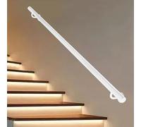 Staircase Banister Handrail for Stairs 1 2 3 4 5 6 Metres, Wall Mount Industrial Stairs Railing for Indoor Outdoor Steps, White Metal Non-Slip Handle Safety Bar(19ft/570cm)