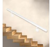Staircase Banister Handrail for Stairs 1 2 3 4 5 6 Metres, Wall Mount Support Balustrade Non Slip Grab Bar, White Metal Galvanized Iron Stair Hand Railing(5ft/150cm)