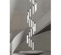 Staircase Chandeliers for The Living Room Will Ceiling Fixture Glass Hanging Lamp Pendant (Warm Light Black,12 Heads)