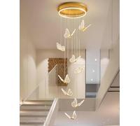 Staircase Chandeliers LED For Entryway Living Room High Ceiling Lamp Acrylic Butterfly Large Ceiling Pendant Lights Lighting Fixture Modern Dining Room Hallway Lights(Size:9-LED,Color:yellow light)