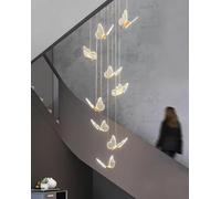 Staircase Chandeliers LED For Entryway Living Room High Ceiling Lamp Acrylic Butterfly Large Ceiling Pendant Lights Lighting Fixture Modern Dining Room Hallway Lights(Size:9-LED,Color:white light)