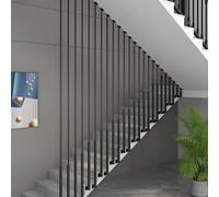 Staircase Guardrails for Indoor and Outdoor Steps, Black Metal Handrail with Installation Kit, Wrought Iron Balustrade Posts for Attic Deck Porch Hallways(I-Shaped Fixing,1ft/30cm)