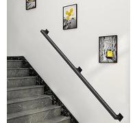 Staircase Handrail, Black Wrought Iron Square Pipe Step Railing Wall Mounted Support Bar, Banister Modern Home Decorations Grab Rail(3ft/90cm)