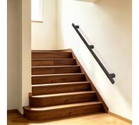 Staircase Handrail Brackets Black Metal Wrought Iron Wall Support | 1 2 3 4 5 6 metres Non-Slip Banister Rail Kit with Wrought Iron Brackets and Metal Screws(18ft/540cm)