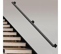 Staircase Handrail, Indoor Banister Wall-Mount Support Rod, Non-Slip Grab Bar Railing Industrial Black Metal Iron Square Pipe Balustrade(6.6ft/200cm)