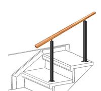 Staircase handrail Outdoor Stair Handrail Indoor Iron Wood Grain Hand Railing for Home Garden Lofts with 2 Posts Corridor Support Rod 1 Handrail Hand Rails(90cm)