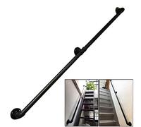 Staircase Handrail Rail Banister Kit,Industrial Vintage Bar Stair 30-300Cm Railing Brackets Guardrail Hand Rail Against The Wall Indoor and Outdoor Stairs/100Cm