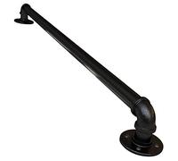Staircase Handrail Rail Banister Kit,Metal Black Stairs with Bracket Industry Wrought Iron Non-Slip Safty Stairs Railing Indoor Outdoor Hospital/210Cm(7Ft)