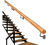 Staircase Handrail Rail Banister Kit,Stairs Bracket Complete Kit for Indoors and Outdoors Steps Round Solid Wood Design Stairs Railing Rails/140Cm/55Inch