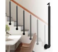 Staircase handrail Side-Mounted Handrail for Indoor/Outdoor Steps Wrought Iron Balustrade Safety Hand Rail for Loft Villa Corridor Black Hand Rails(85cm)