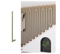 Staircase Handrail with Installation Kit, Square Balusters Columns, Iron Railing Posts for Lofts/Hotel/Villas/Apartments Stairs Steps Decor(Gold,165cm/65in)