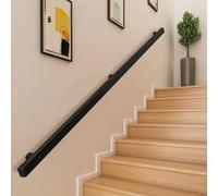 Staircase Handrails, 1m 1.5m 2m 2.5m 3m 5m Black Wrought Iron Square Pipe Stair Handrail, Hand Rail with Wall Mount Support, Hand Railings for Indoor and Outdoor Steps(7ft/210cm)