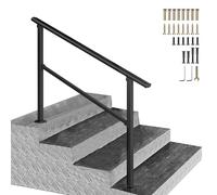 Staircase Handrails for Outdoor Steps, Adjustable Hand Support Railing Galvanized Iron Safety Banister, Fit 2 to 4 Steps Transitional Handrail with Installation Kit(C,120cm/47inch)